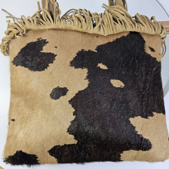 Cow Fur Handbag With Leather Tassles Feels Like A Real Cow. Hair On hide Cattle - Picture 6 of 16